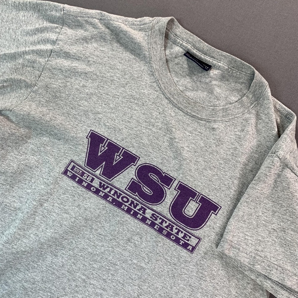 Vintage Wayne State Warriors Shirt Mens MD Gray NCAA College MV Sport WSU Tee‎